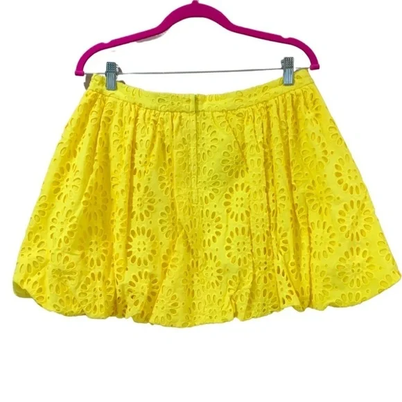 Lilly Pulitzer Leah bubble mini skirt eyelet embroidered yellow size 10 90s Y2k - Picture 4 of 9